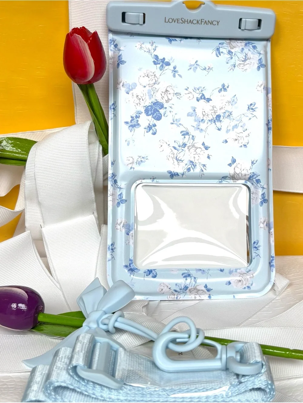 Love Shack Fancy Light Blue Floral Waterproof Phone Pouch